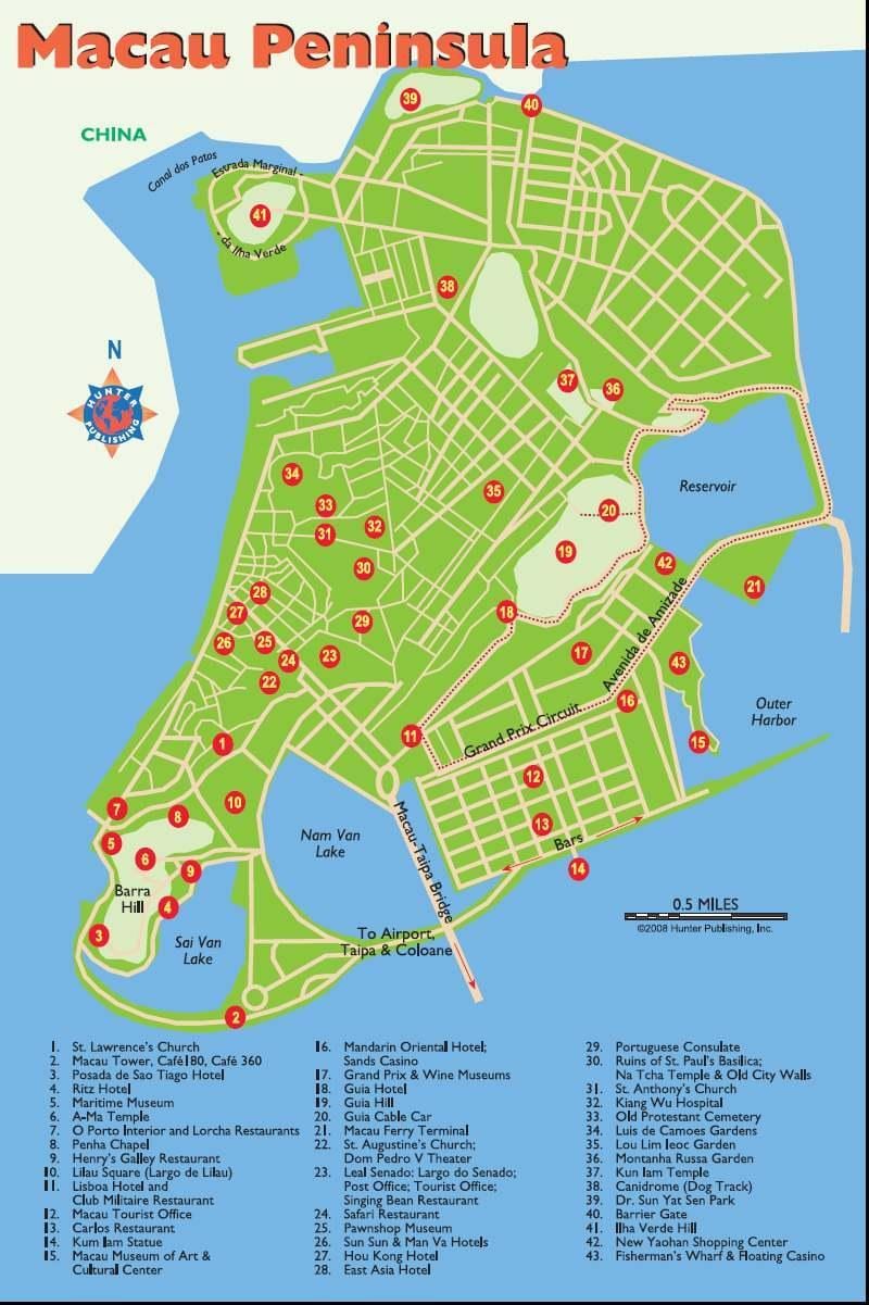 Macau sightseeing kaart